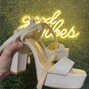 Elegant Cream Platform Heels